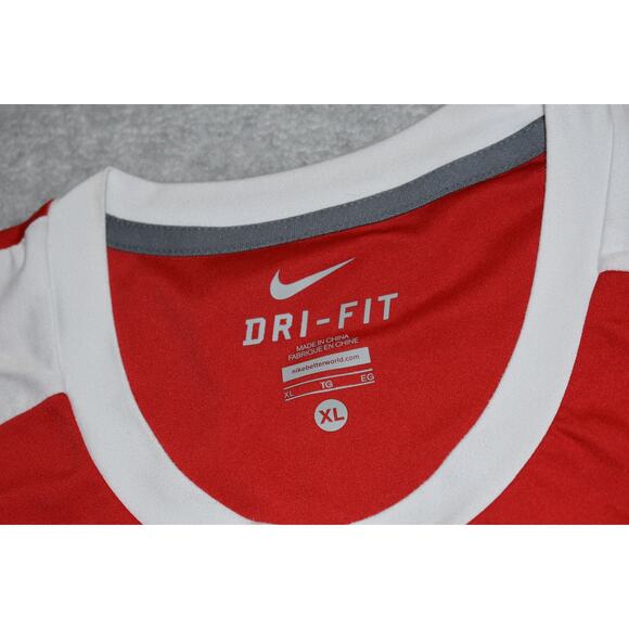Nike Gym Shirt Mens Size XL Running Polyester Dri-Fit Red White Blue Performance - Picture 6 of 7